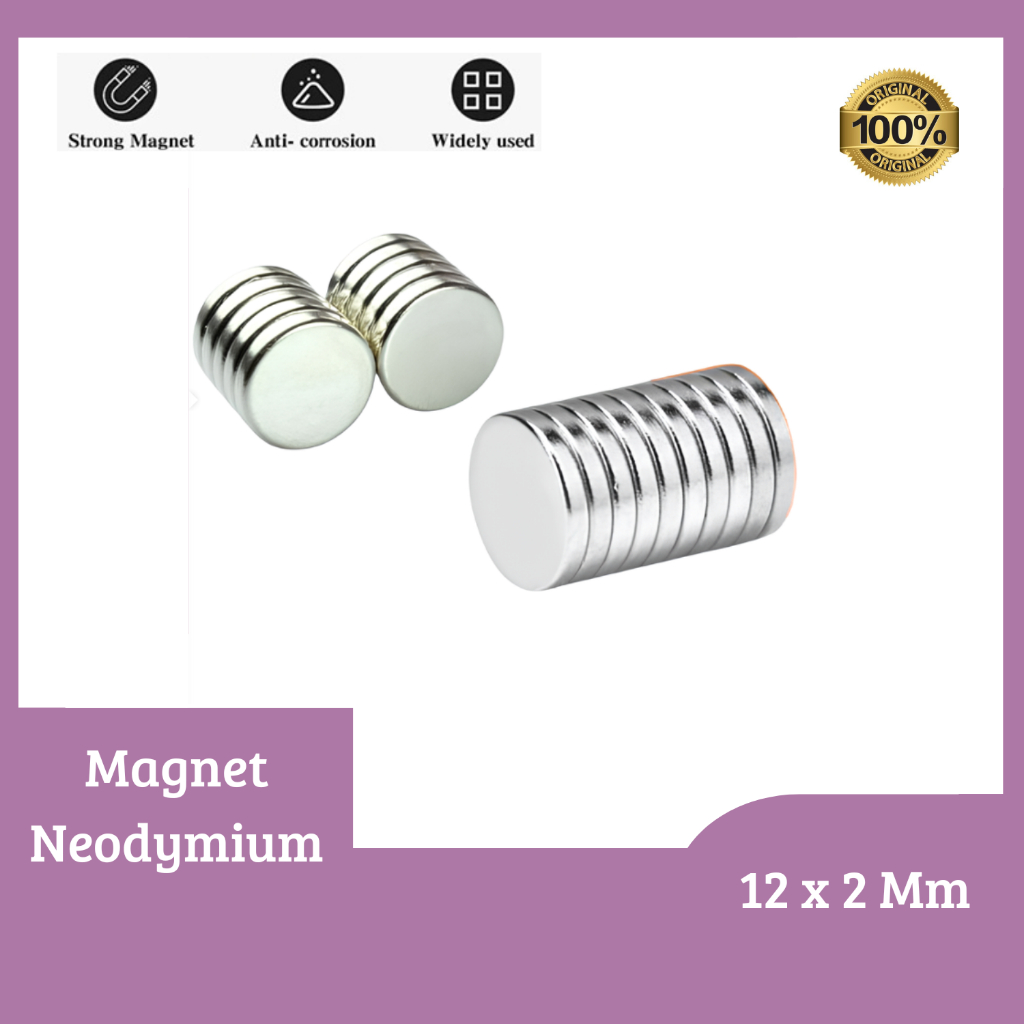Magnet Neodymium (Magnet Putih) bulat 12x2 mm magnet kuat anti karat