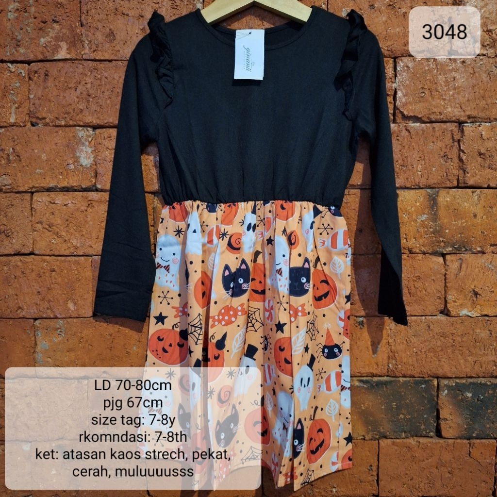 DRESS HITAM MIX VARIASI GAMBAR KUCING ANAK 7-8 TAHUN MURAH (3048)