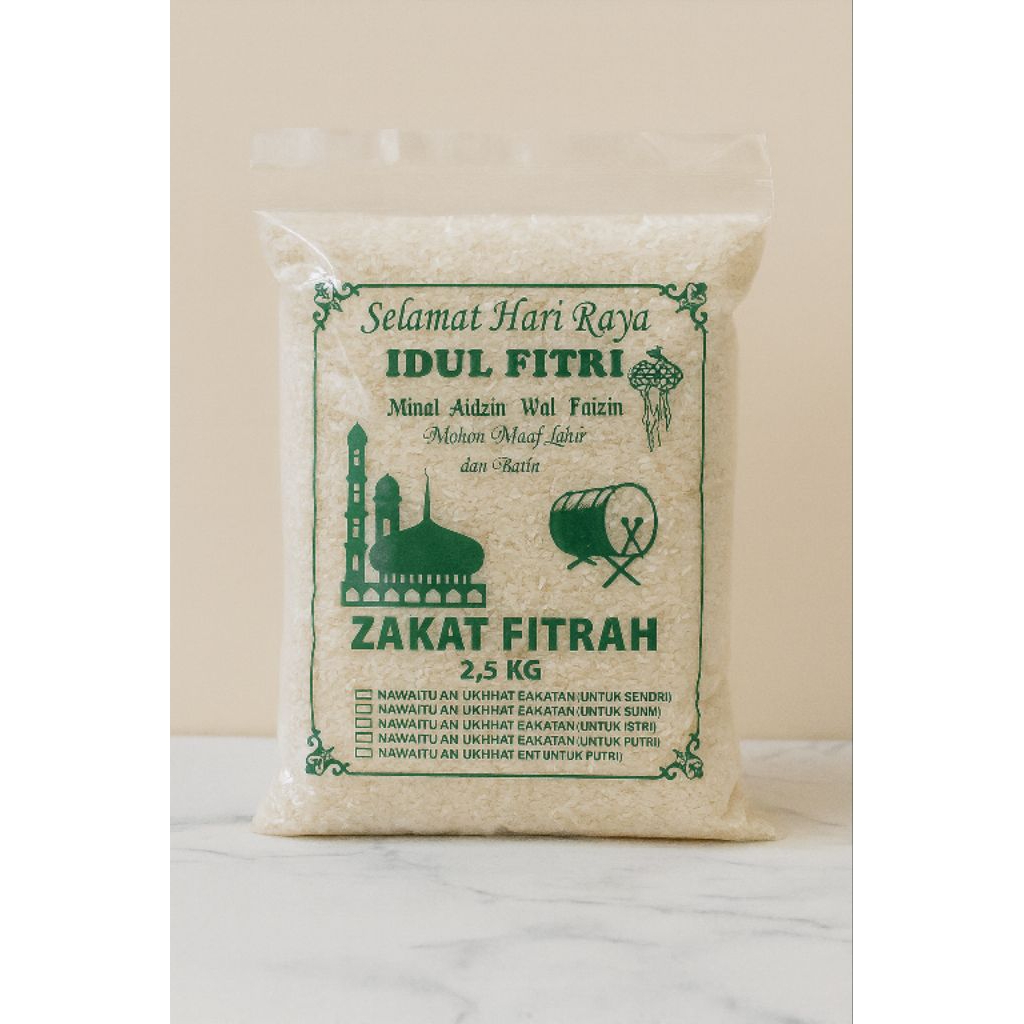 Plastik Beras (50pcs) Tebal 50mic / plastik beras zakat fitrah / plastik beras 2,5kg - 3kg sablon Id