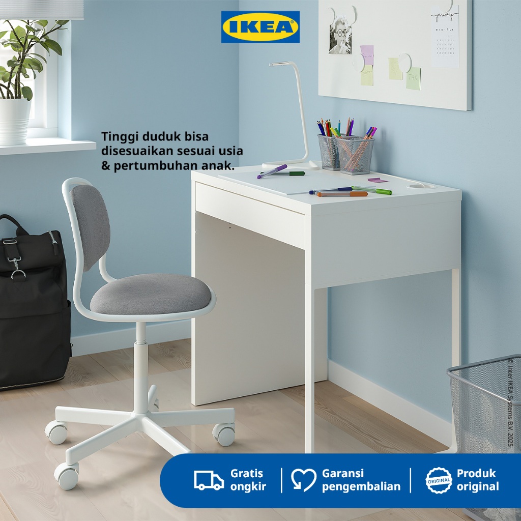IKEA ORFJALL Kursi Kantor / Kerja Putar Minimalis Kuat Putih/Abu