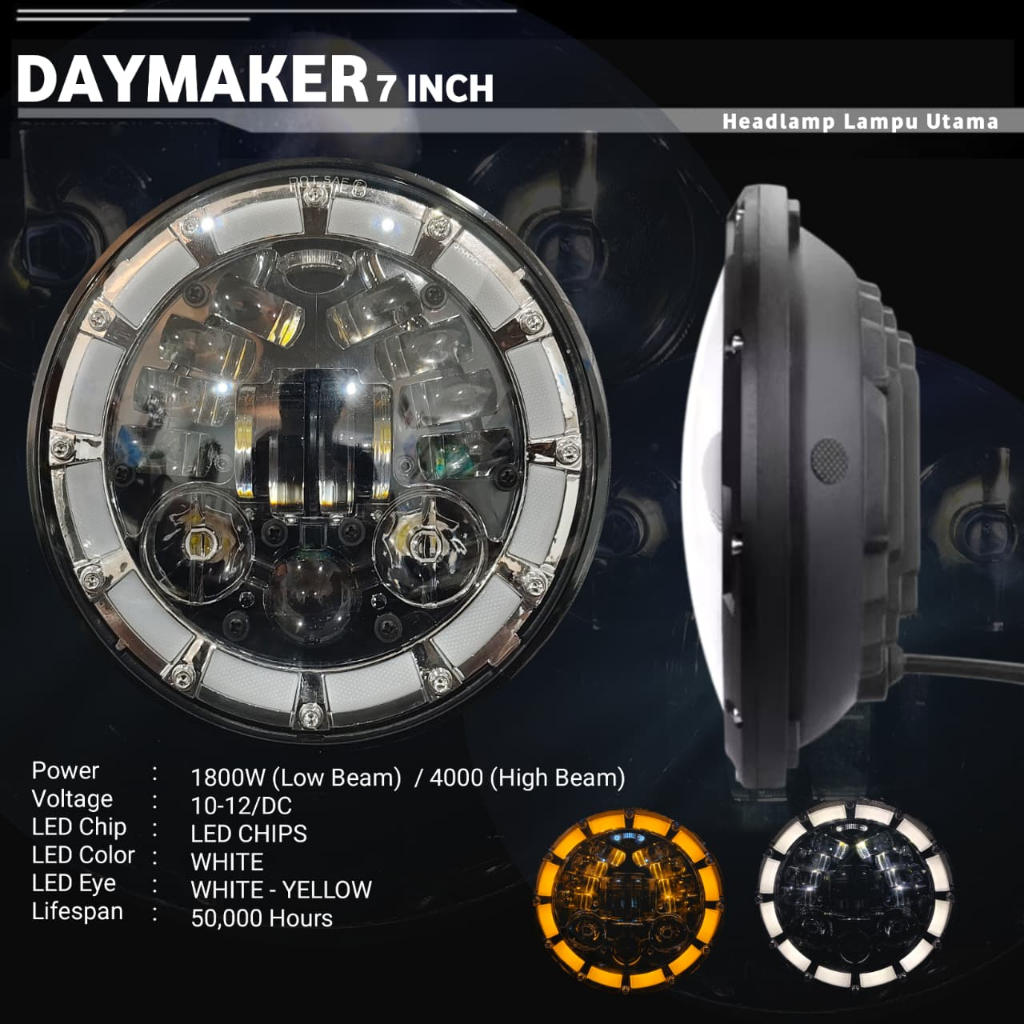 Reflektor Headlamp Lampu Depan Daymaker 7 inch Batok Cb GL Megapro Tiger Ninja ss Vixion Universal