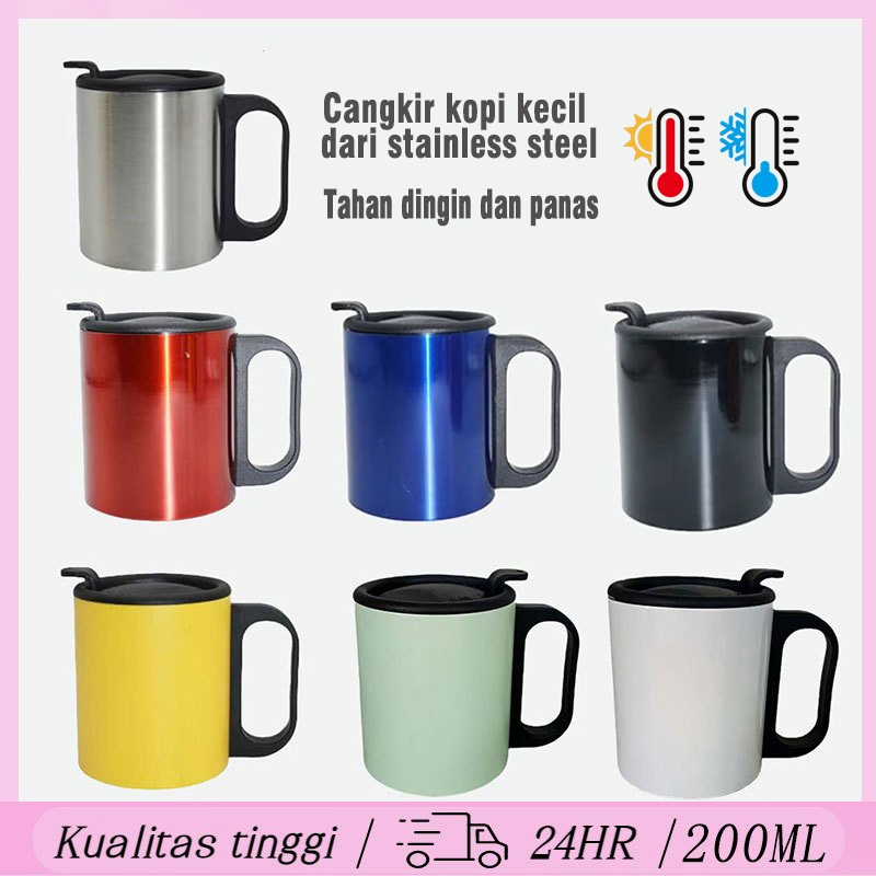NEW 200ML GELAS MUG Stainless Steel Portabel dengan Kapasitas Kecil 200ml, Gelas Kopi Tahan