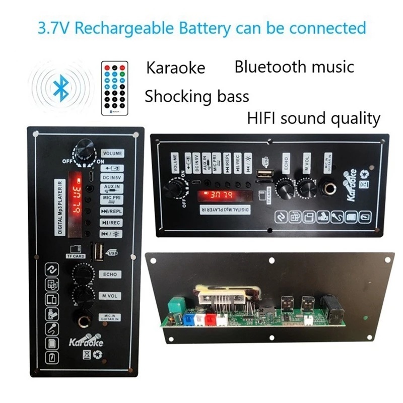 Modul Amplifier Bluetooth 3.7V untuk Mobil - Speaker Portable dengan Baterai Lithium, USB/MP3