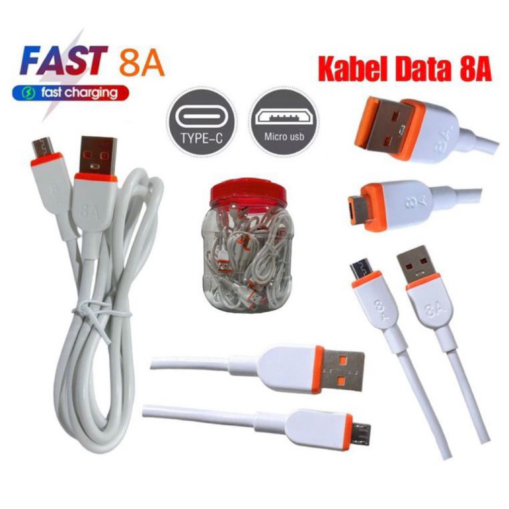 (GROSIRAN) Kabel Data Charger Fast Charging 8A Micro V8 dan Type C Cas USB  Micro