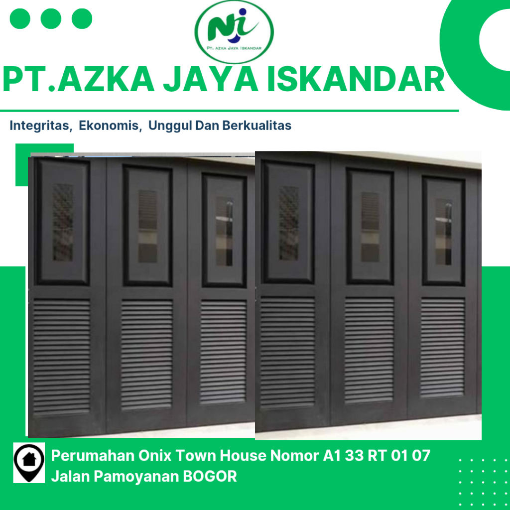 garasi besi galvanis kombinasi plat kating laser pintu lipat