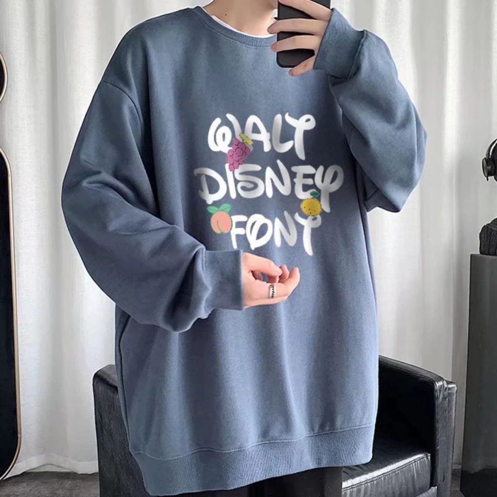 Lestary Clothing Store - Sweater Korean Style Big Size ( S - 6XL ) Hoodie WALK DISNEY FONT Pria Wani