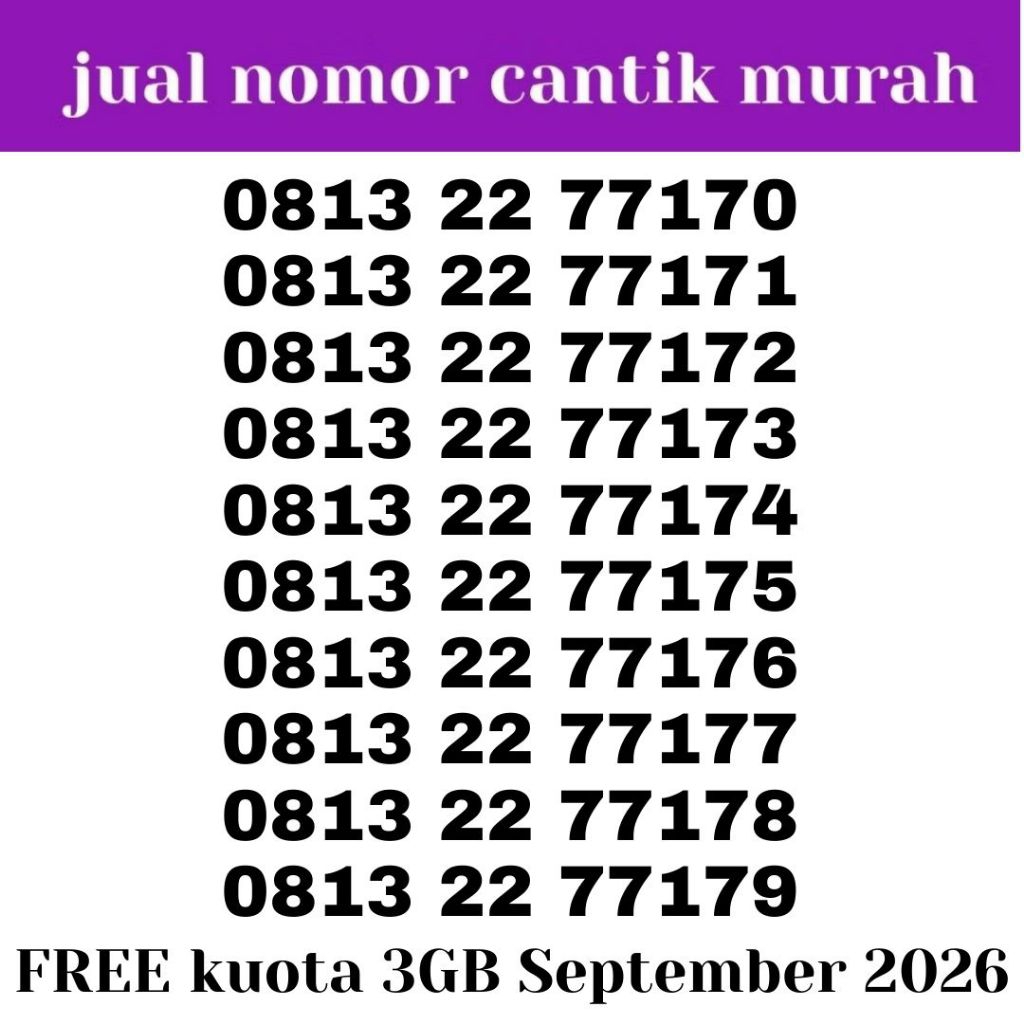 kartu telkomsel simpati (free kuota 3GB september 2026) perdana prabayar nomor cantik 2277 simcard h