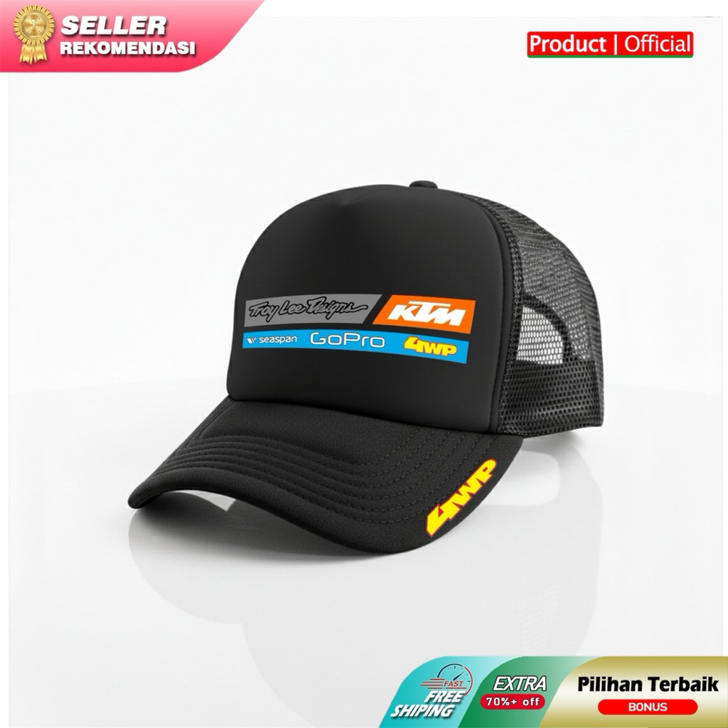 Topi Troy Lee Design KTM Racing Premium / Topi Trucker Jaring Kualitas Import