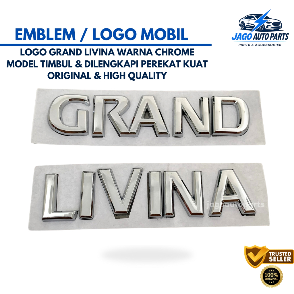 Emblem Mobil Logo Grand Livina Model Timbul Warna Chrome ORIGINAL High Quality