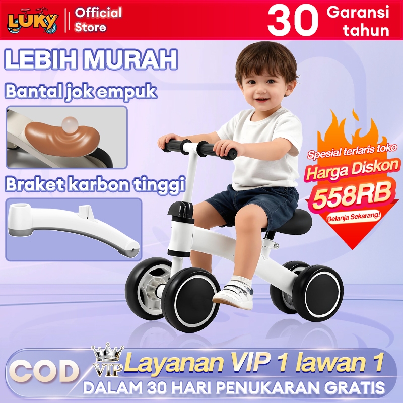 LUKY Sepeda Balance Anak RODA 4 Kado Murah Hadiah Ultah 2-6 Tahun Tahan 50kg