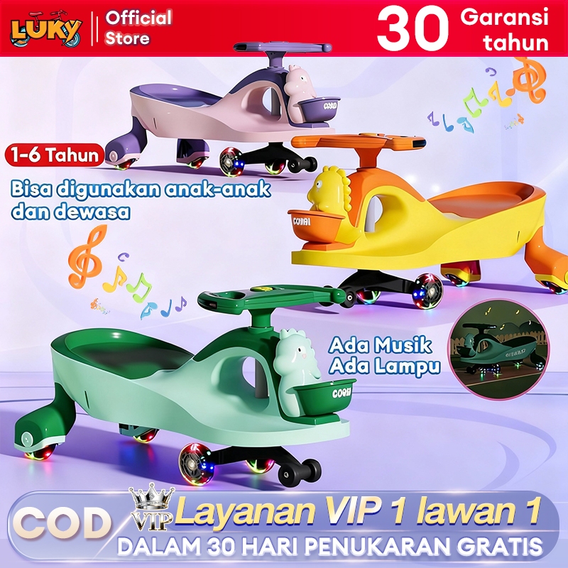 LUKY Mobil Dorong Anak Mainan Mobil Dorong Ride Ada Musik Dan Lampu Duduk Mobil Mobilan Anak Dorong