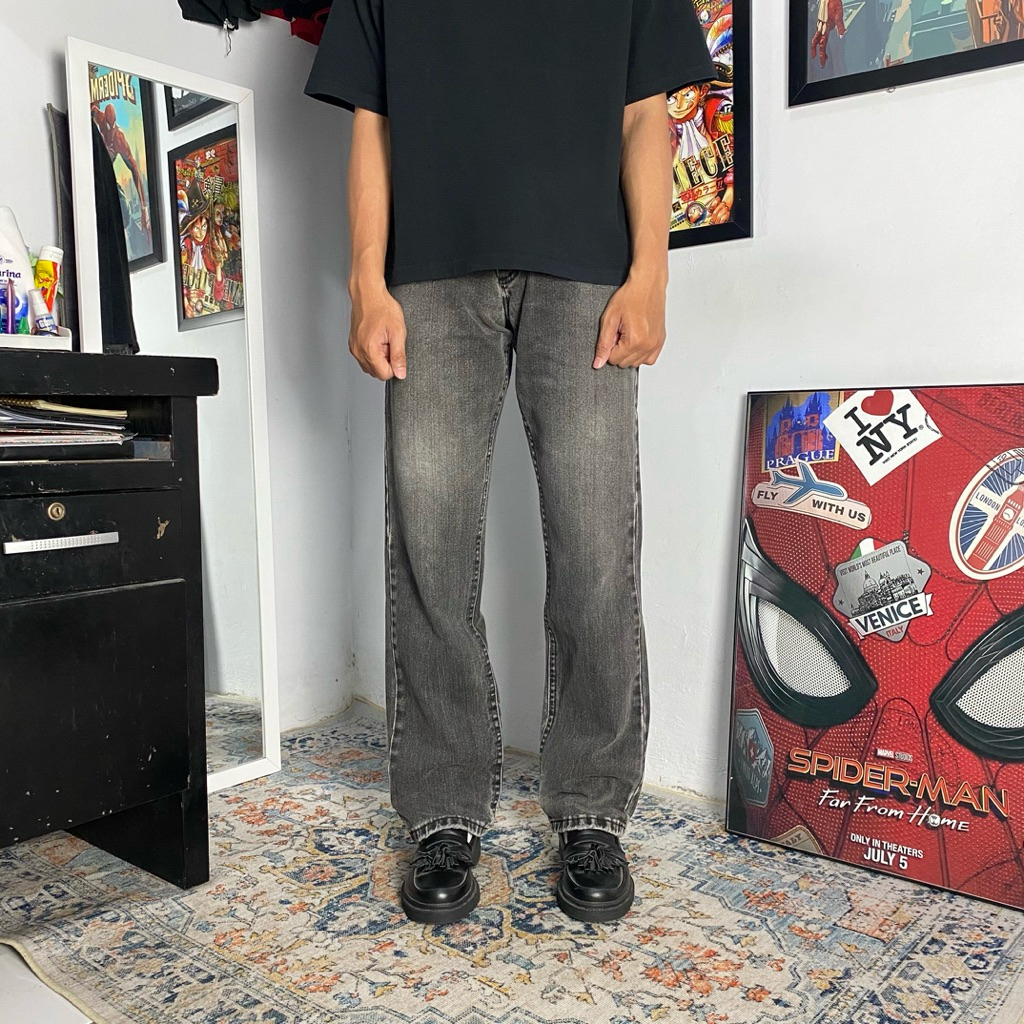 LEE REGULER STRAIGHT BLACK WASH JEANS