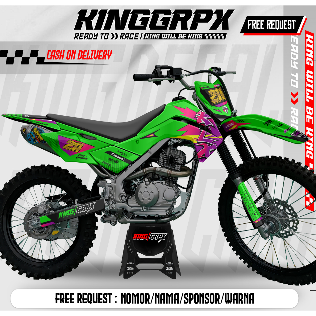 Decal KLX 140 - Custom Design Full Body Striping klx 140 stiker klx 140