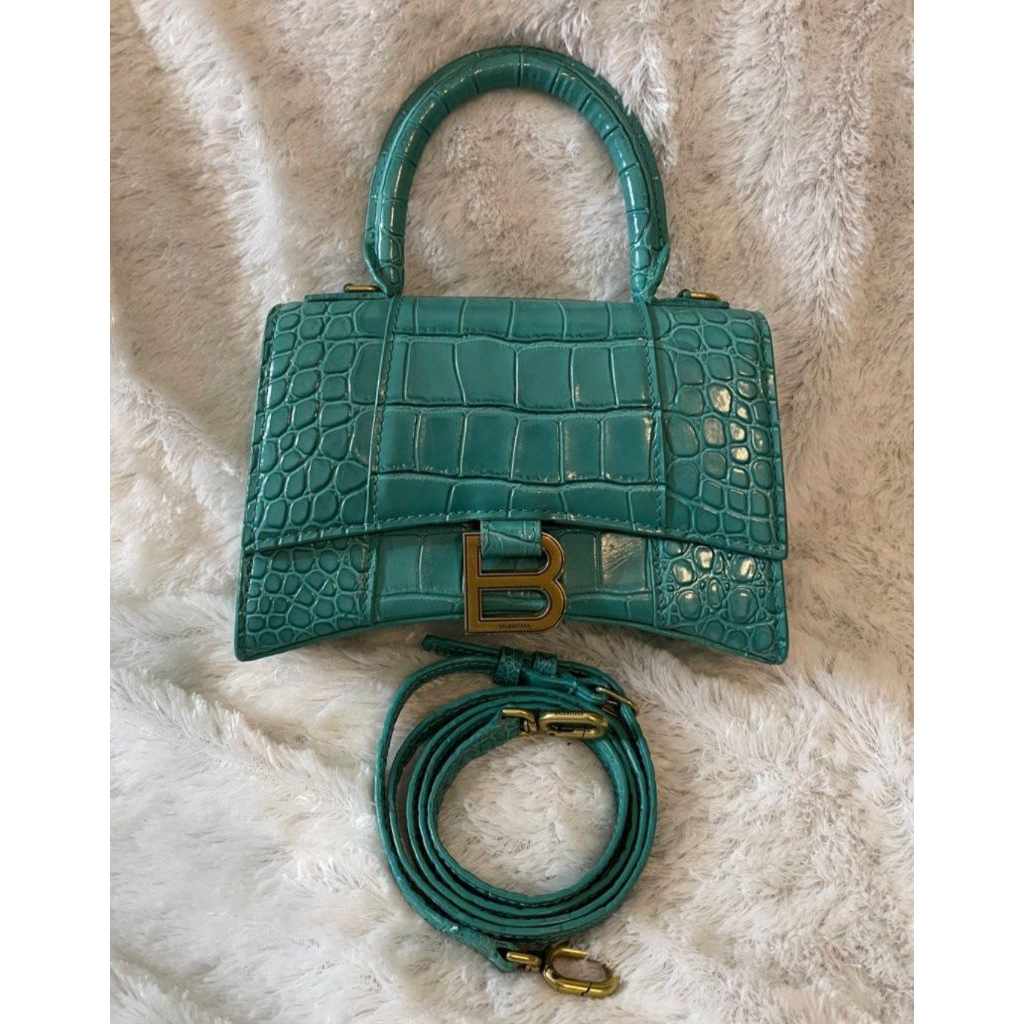 Tas Preloved Second Balencong Croco Hourglass Balenciaga* Hourhglass Small