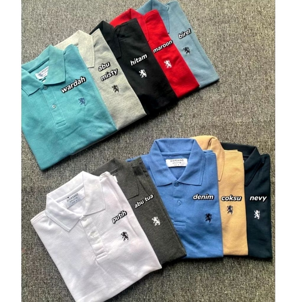 KERAH PRIA POLO SHIRT LOGO GIORDANO M-2XL