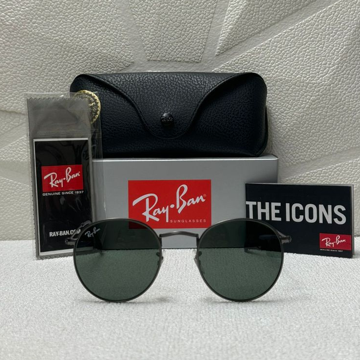 Kacamata Rayban Round Metal RB3447 029 50 21 145 3N Gun Lens Green  Original