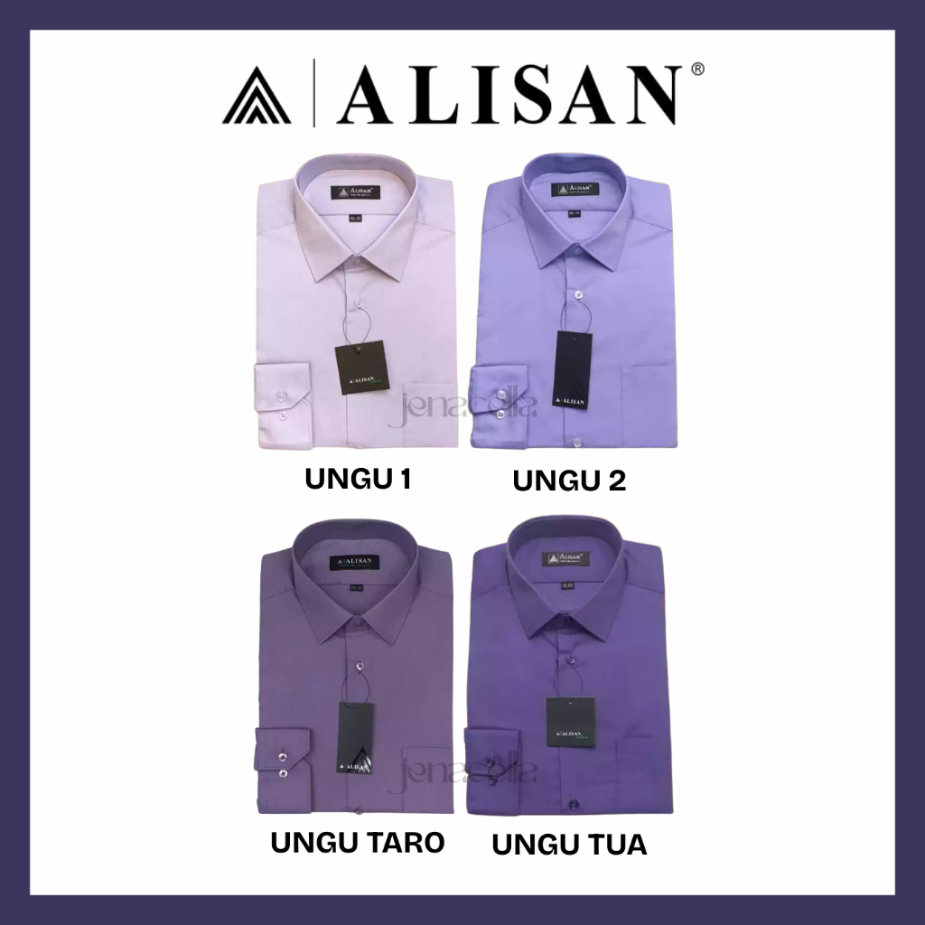 KEMEJA ALISAN REGULER - KEMEJA PRIA POLOS LENGAN PANJANG WARNA UNGU 1/ UNGU 2/  UNGU TARO/ UNGU TUA