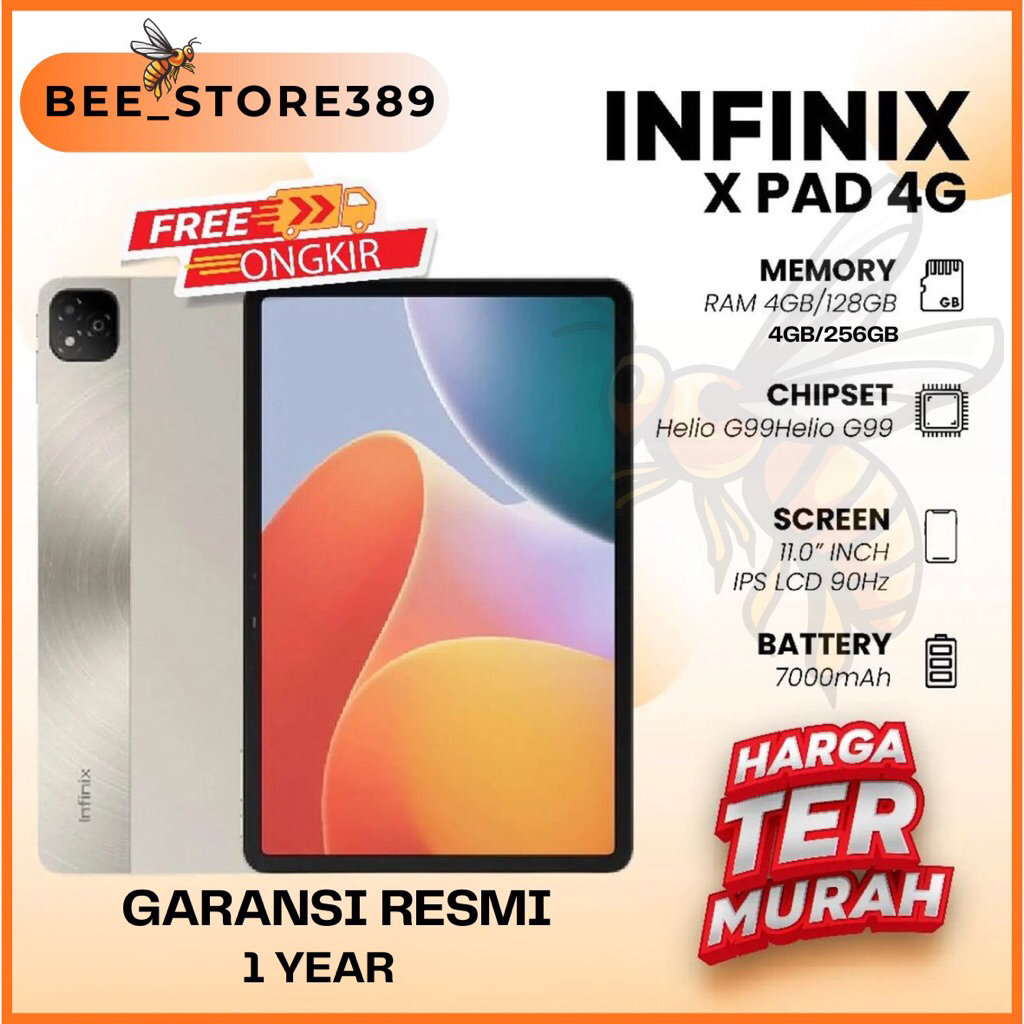 Infinix Xpad 4G 4/256GB / 4/128GB FREE FLIP COVER GARANSI RESMI 1 Tahun