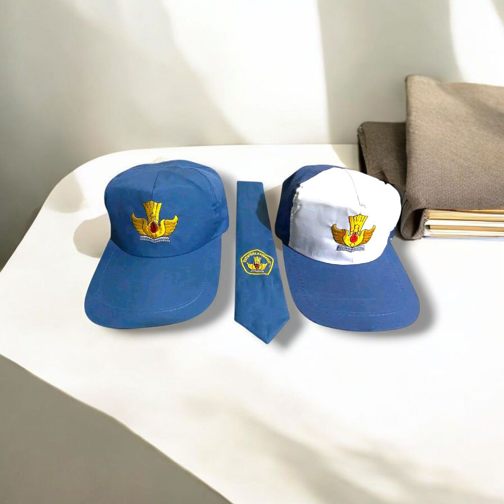 Topi Dan Dasi Sekolah SMA SMK 1 set Cowok Cewek