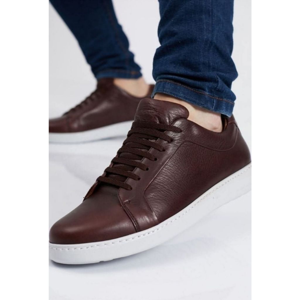 Sepatu Sneakers Kulit Asli Pria Handmade Cibaduyut Premium Casual Formal Nyaman Dipakai