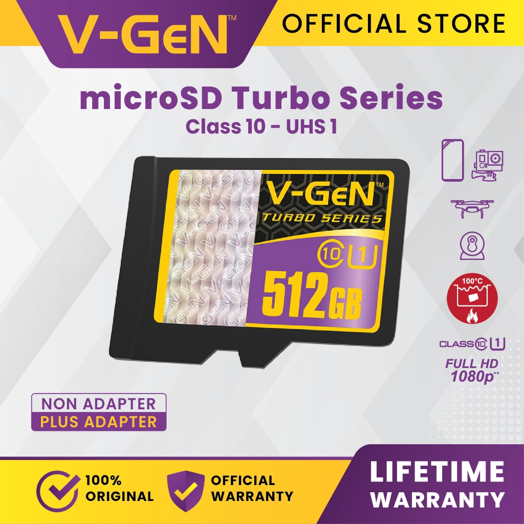 Micro SD V-GeN Turbo 512GB Class 10 Memory Card