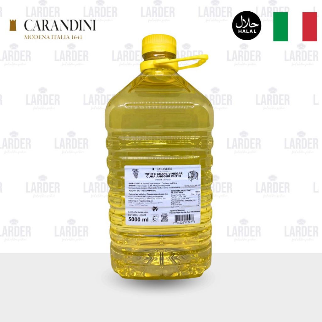 CARANDINI White Wine Vinegar 5 Liter Cuka Anggur Putih