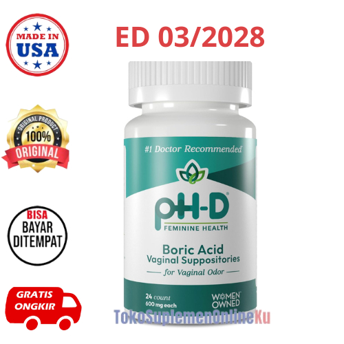 pH-D Feminine Health, Boric Acid Vaginal Suppositories, 600 mg, 24 counts | Vaginal Odor Vagina Miss
