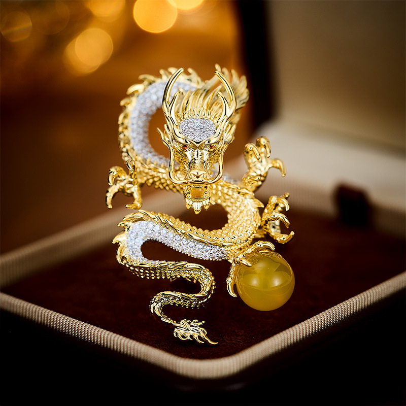 Bross Hijab Naga Bola Kuning Lapel Pin Bros Jas Bros Jas Wanita Korea Pin Jas Wanita Pria Baju Pin P