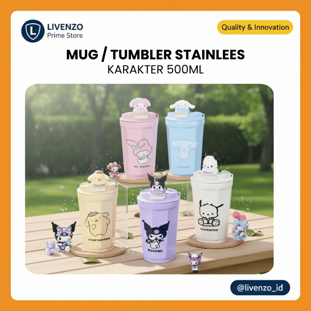 MUG STAINLESS2 TAHAN PANAS DAN DINGIN TUMBLER SANRIO / MUG KEROPPI / TUMBLER SANRIO KARAKTER LUCU 50