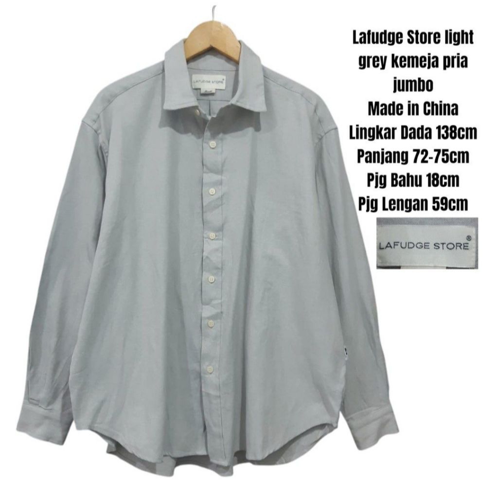 Lafudge Store light grey kemeja pria jumbo