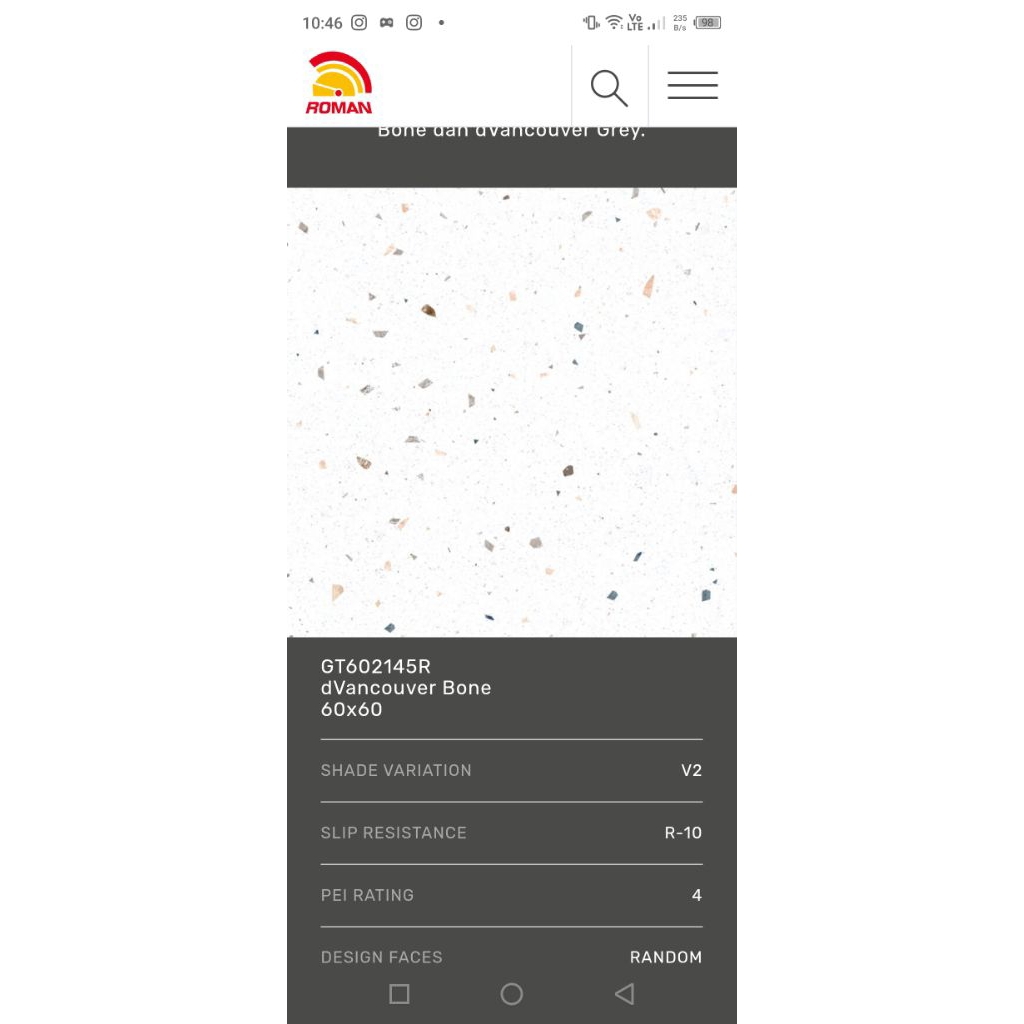 Roman Granit 60x60 Matt Terrazo Terrazo Teraso dVancouver series