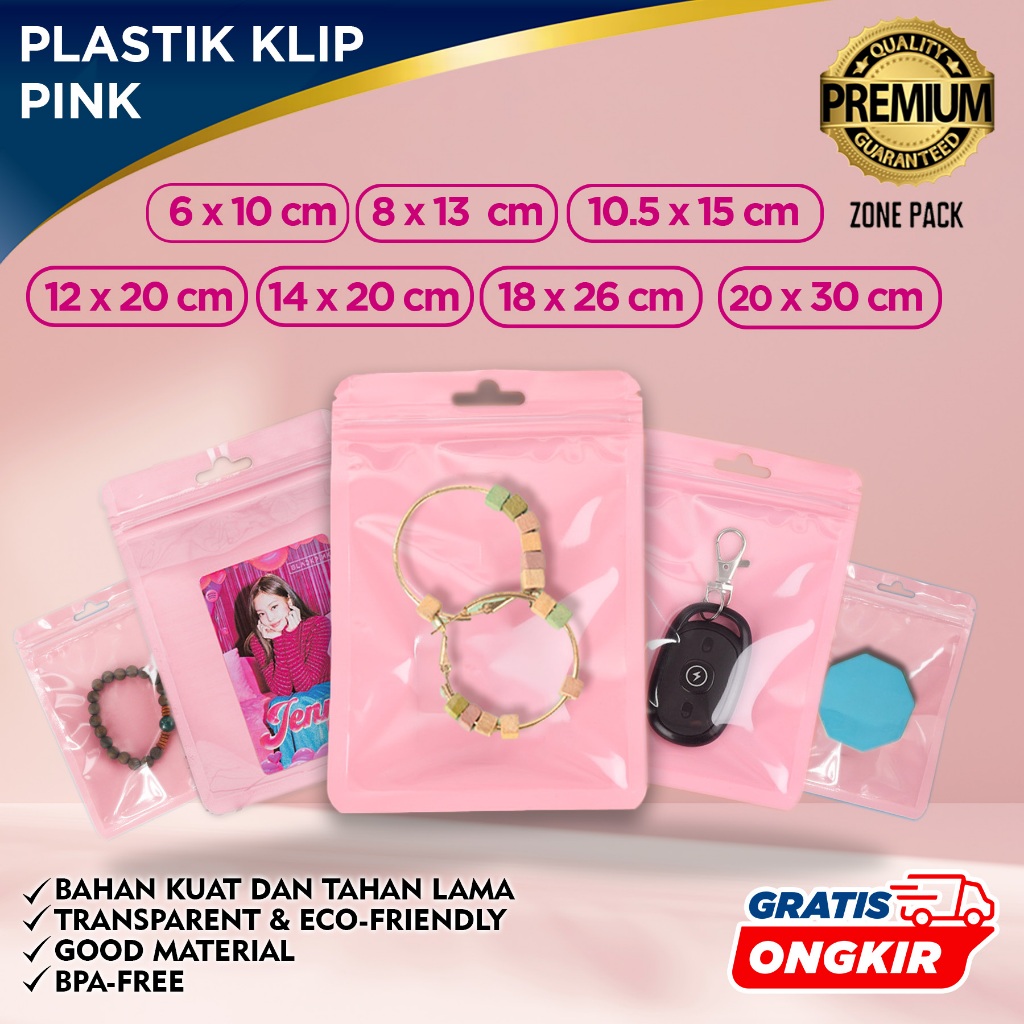 Plastik Klip Warna Pink | Ziplock Warna Pink | Plastik Klip Kemasan Aksesoris | Plastik Klip Warna W