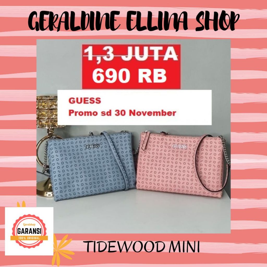 Tas sling bag wanita Guess original store seri TIDEWOOD MINI DOUBLE ZIP