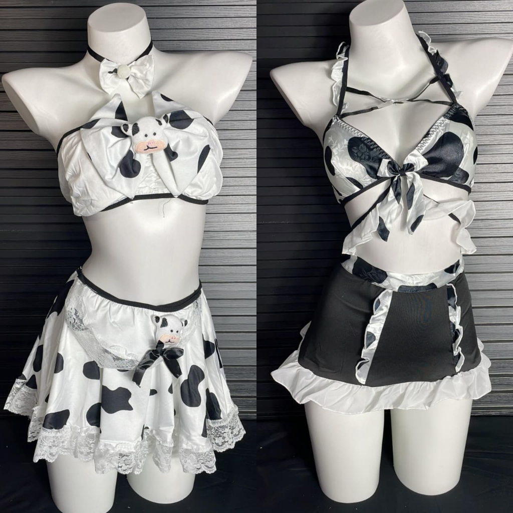 Luckymm - Sexy Lingerie Cosplay Wanita Dewasa Setelan / Baju Kostum Sapi Spandeks 525