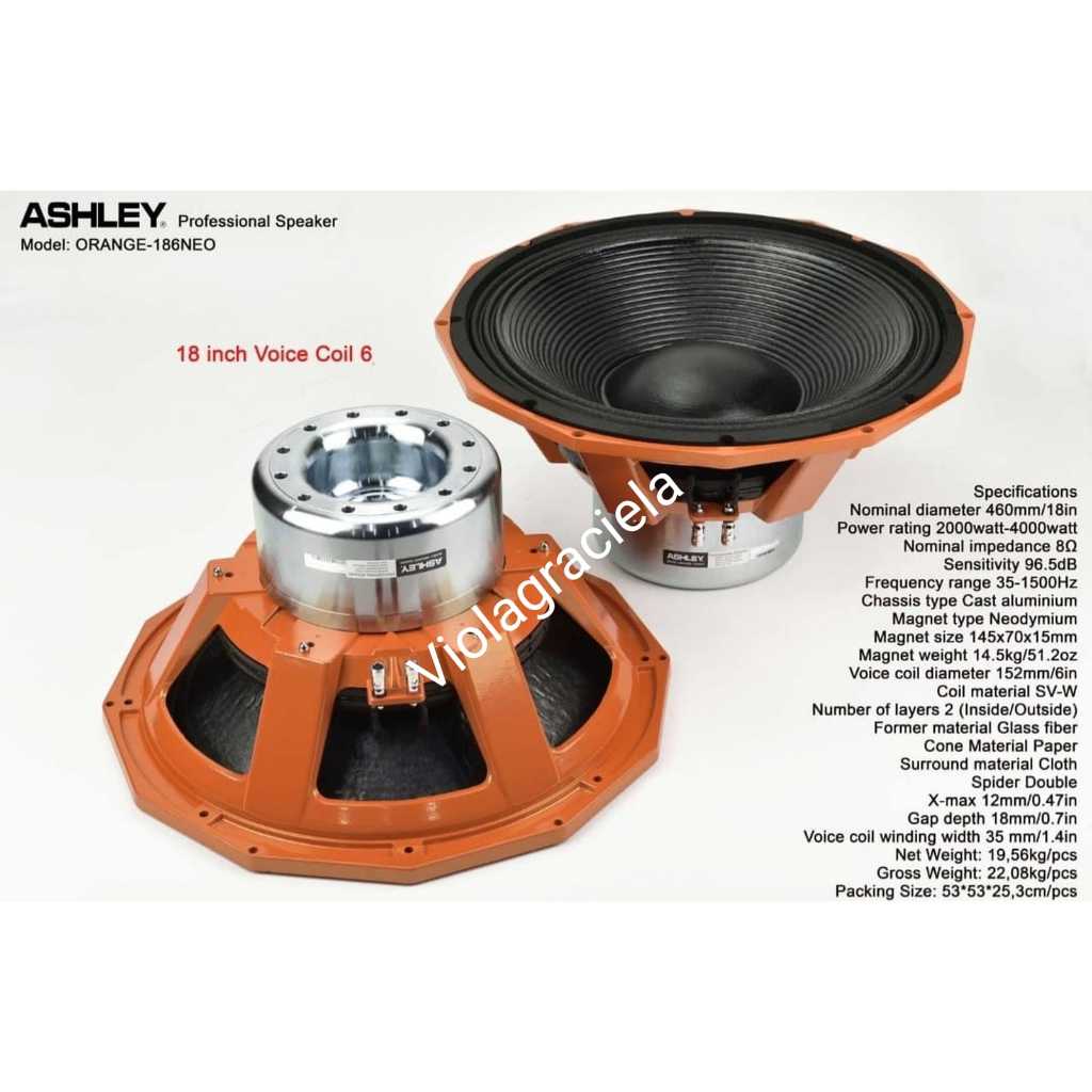 COMPONENT SPEAKER ASHLEY ORANGE 186 NEO 18INCH KOMPONEN ASHLEY ORANGE 186 NEO ORIGINAL 18INCH