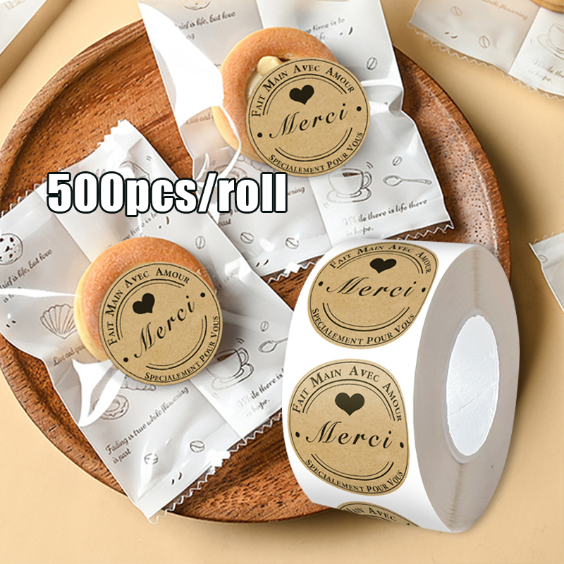 500 Pcs Sticker Mika Dessert Panjang Segel Makanan Seal Label Sticker -MG