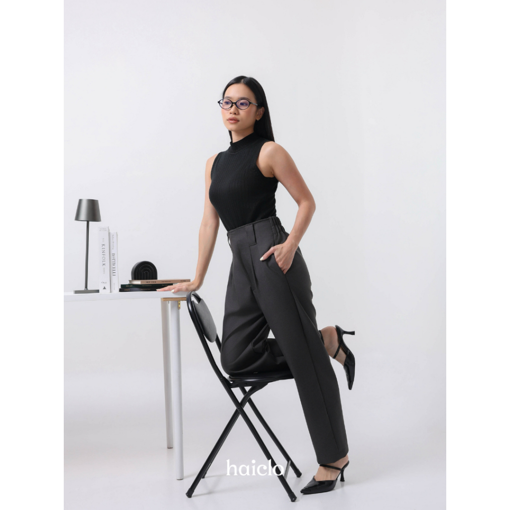 HAICLO |  Celana Bahan Kantor | Celana Baggy Wanita | Highwaist | Bahan Semi Wol | Aires Semi Wol