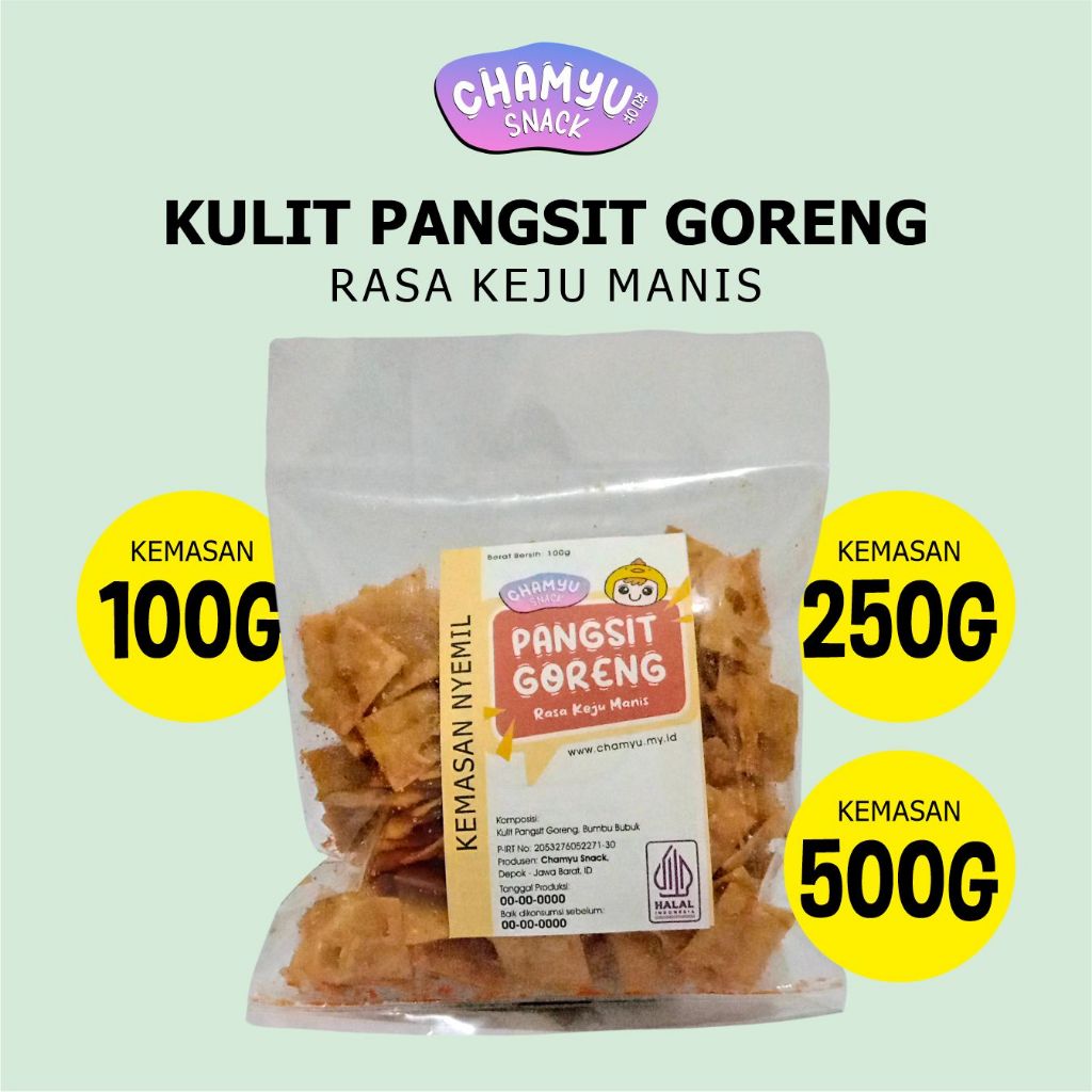 Chamyu Snack Kulit Pangsit Goreng Mini Rasa Keju Manis Kemasan 100 gram, 250 gram, dan 500 gram