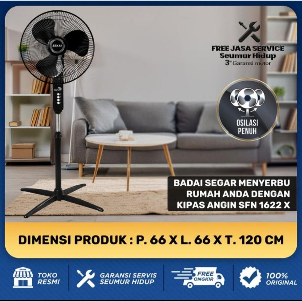 Sekai kipas Angin Berdiri SFN 1623X /Stanfan Sekai 16inci