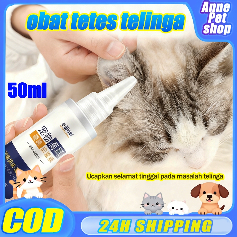50ml Obat Tetes Telinga untuk Kucing untuk Menghilangkan Tungau Telinga dan Kotoran Telinga, Cairan 