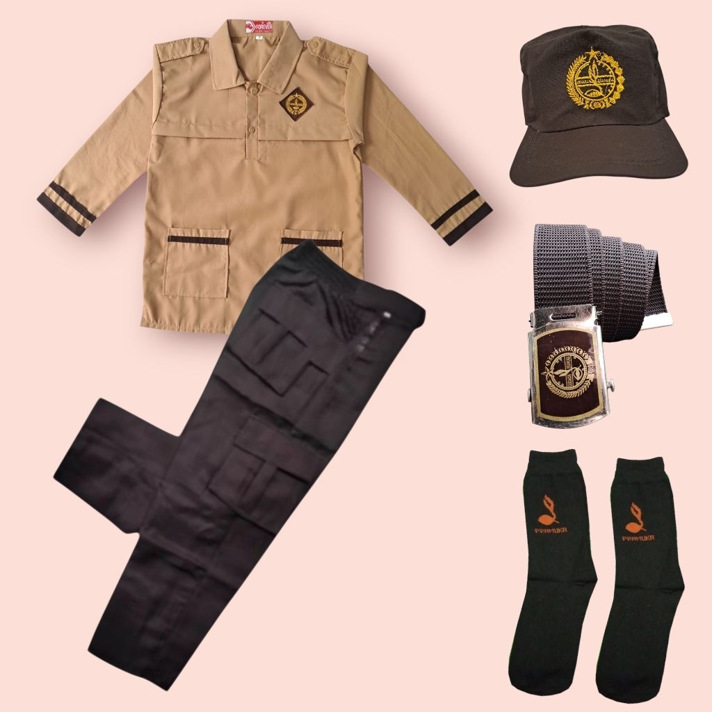 Stelan Seragam Baju Pramuka siaga panjang celana panjang PDL Anak SD Laki2