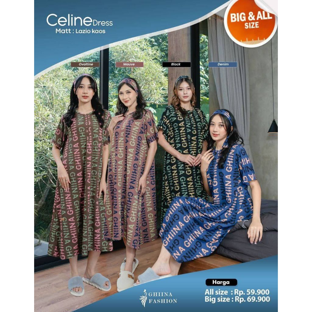 CELINE DRESS LAZIO KAOS DRESS WANITA ORIGINAL GHIINA FASHION