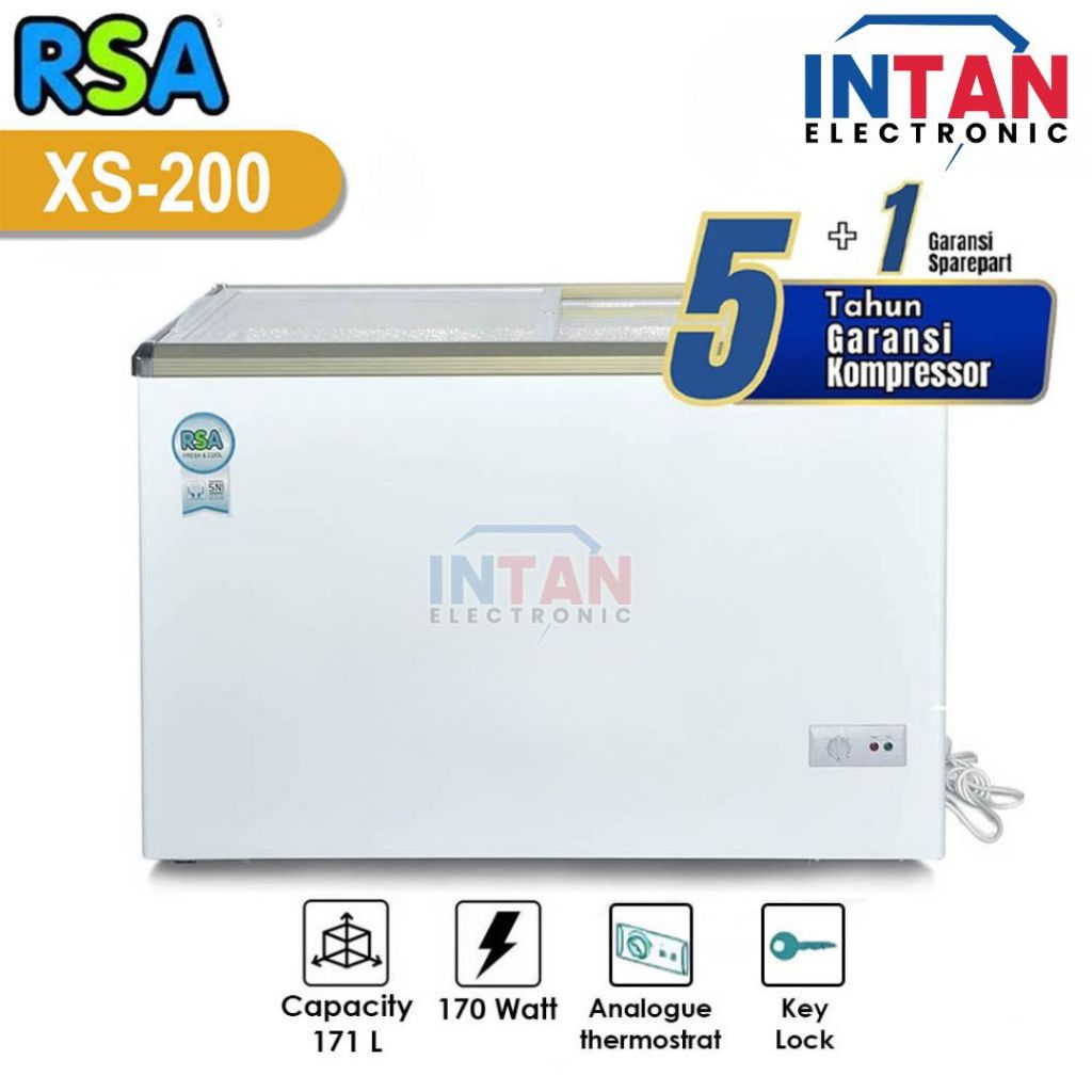 CHEST FREEZER RSA SLIDING KACA FREEZER BOX 171 LITER XS-200 MEDAN