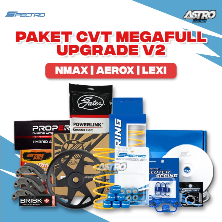 Mega Super Full Upgrade CVT V2 Nmax 155 Aerox Lexi 125 Mangkok Ganda Kawahara Per CVT Filter Udara