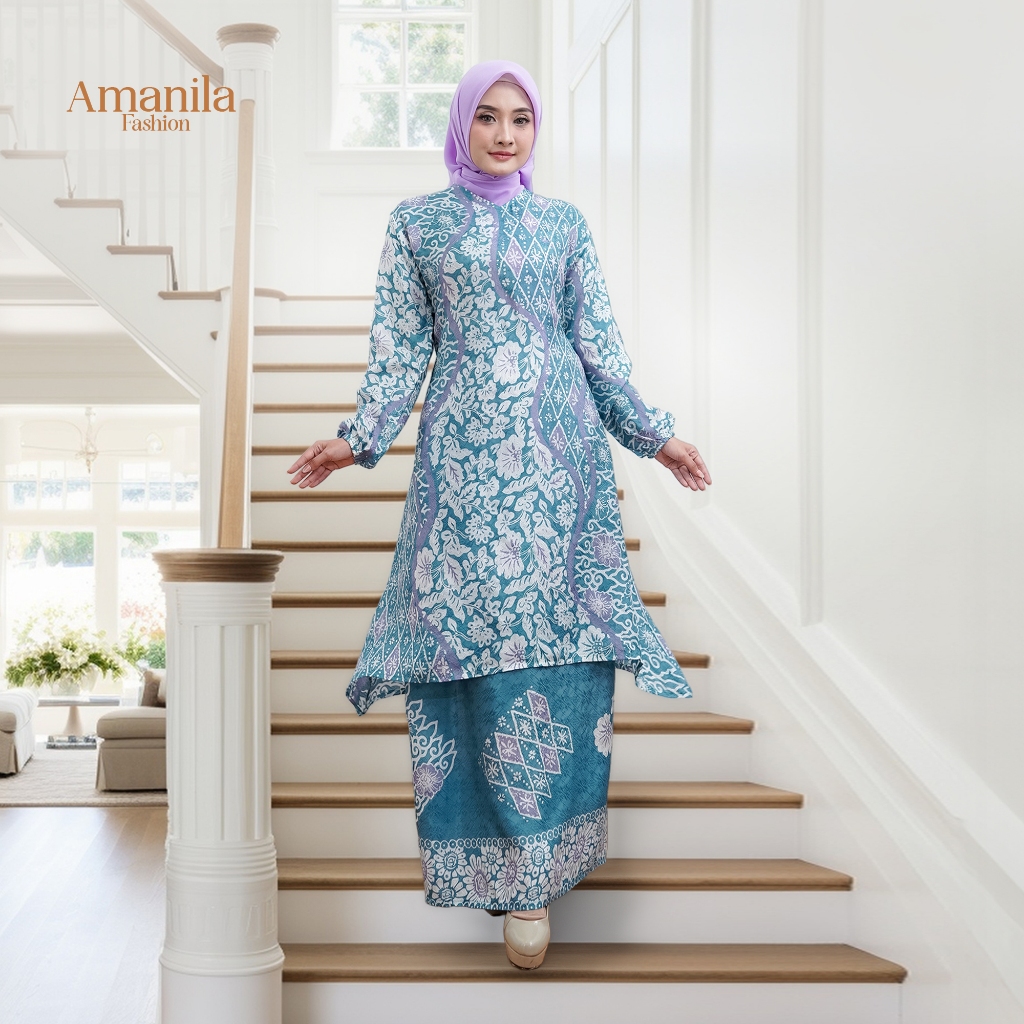 SET DOBBY SUTRA COUPLE PASANGAN FULL TRIKOT GAMIS BATIK MEWAH ELEGANT SET BATIK VISCOSE SUTRA STELAN