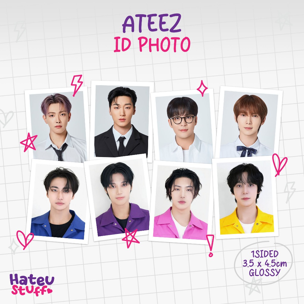 ATEEZ Unofficial ID Photo Anniversary, Nacific, BIRTHDAY, ROHTO UV, Fever Epilogue, Patissier, Schoo