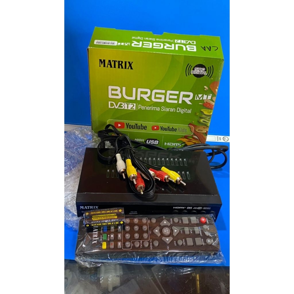SET TOP BOX MATRIX BURGER HIJAU TV DIGITAL ANTENA UHF