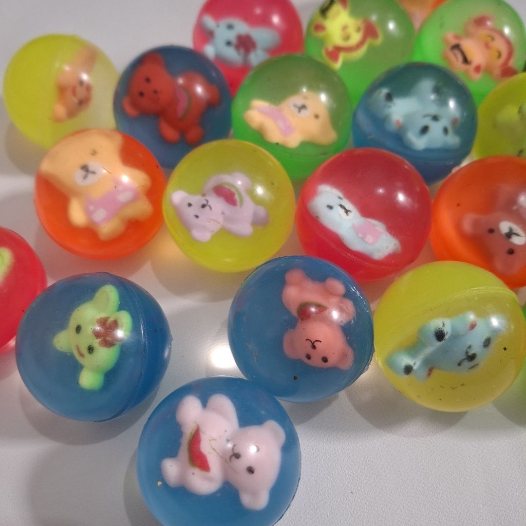 20 Pcs Bola Bekel Motif Boneka 32mm Grosir Eceran Mainan Bola Bekel Bening Boneka