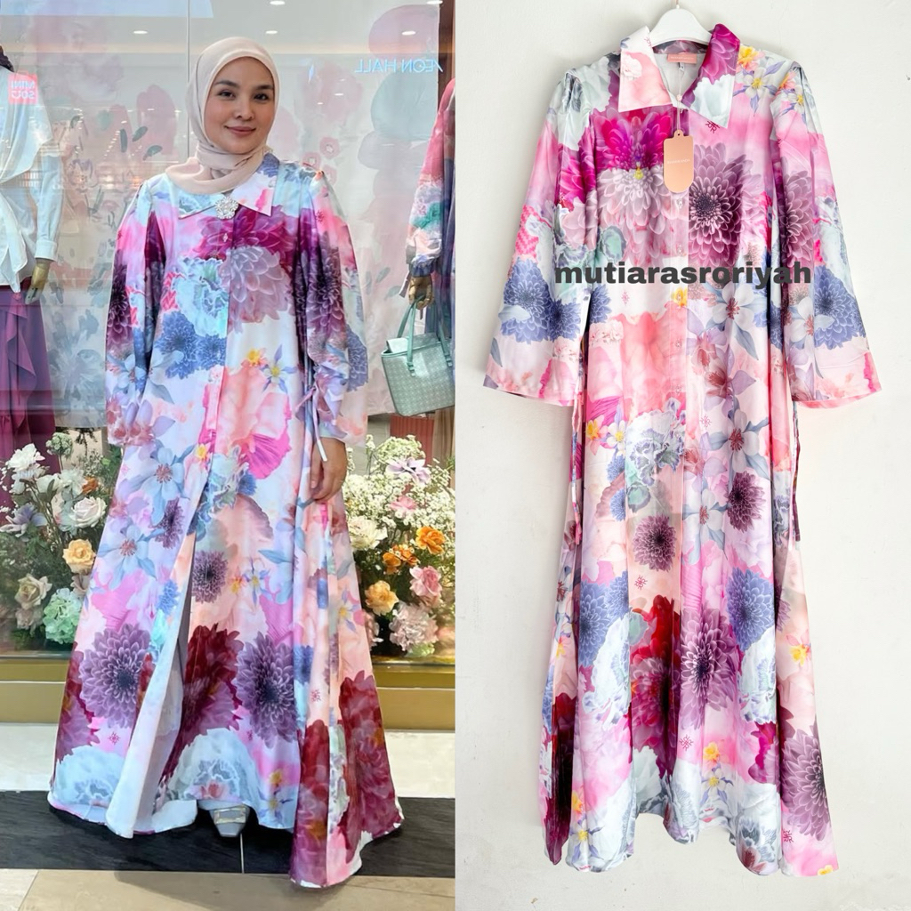 READY STOCK Ria Miranda Dress Costa Shirt Long Tunic Riamiranda Gamis Floral Fuschia Pink Bunga