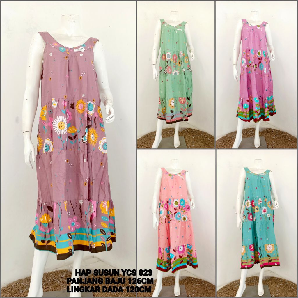 Daster Hap Susun Tanpa Lengan Rayon Premium Adem Tebal